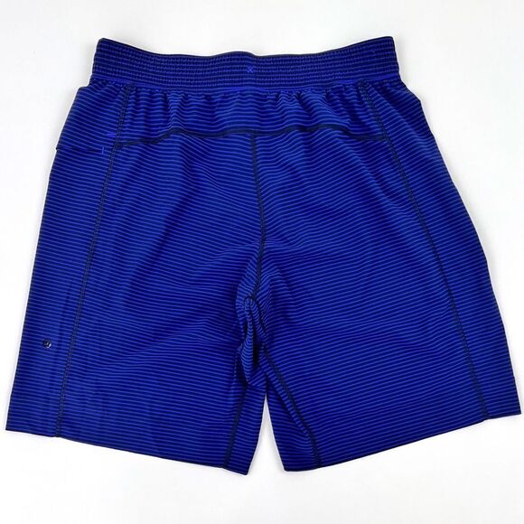 Lululemon Mens  Medium Purple Striped Athletic Gym Workout Pull On Shorts - Picture 2 of 6